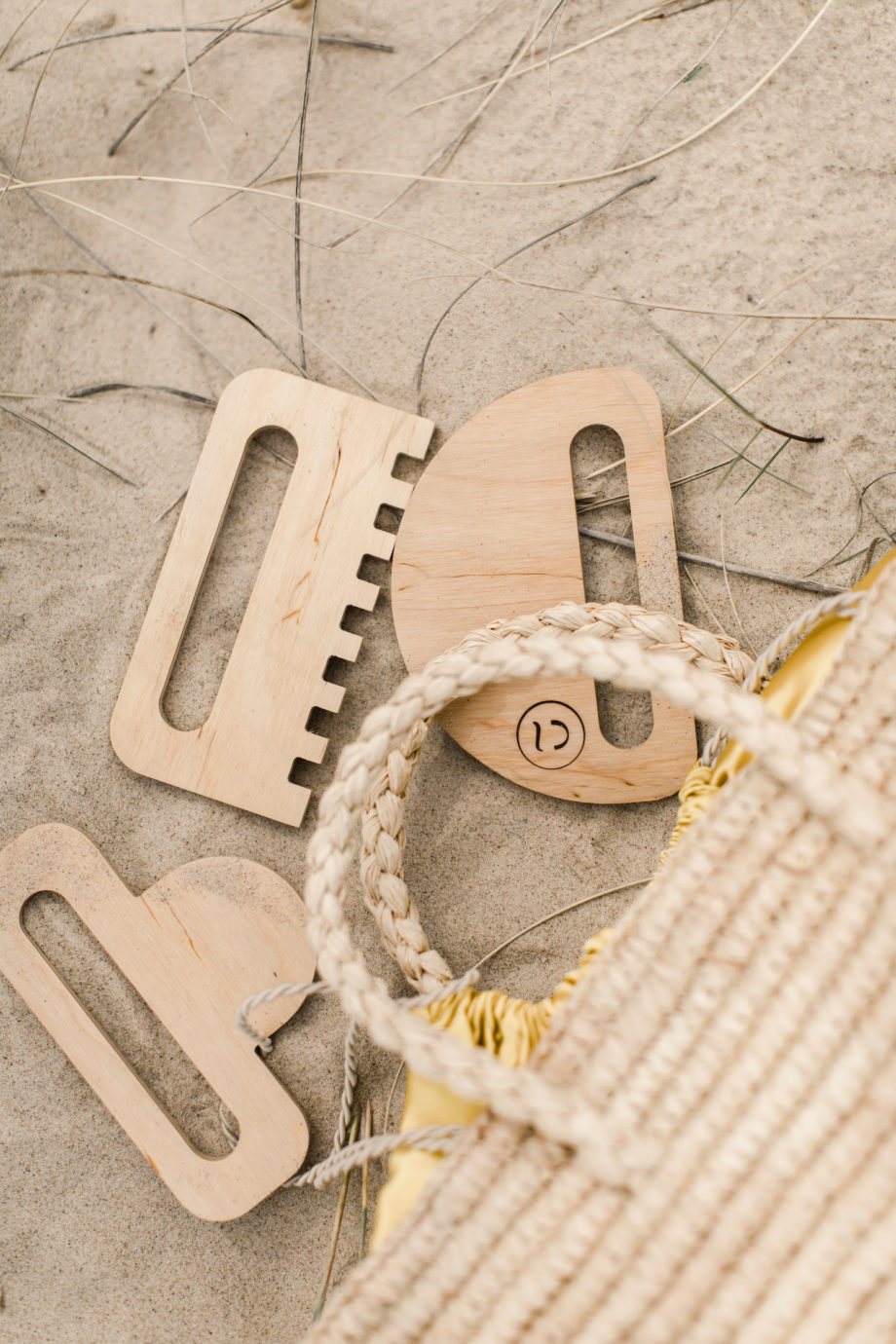 sand combs, wooden beach toys